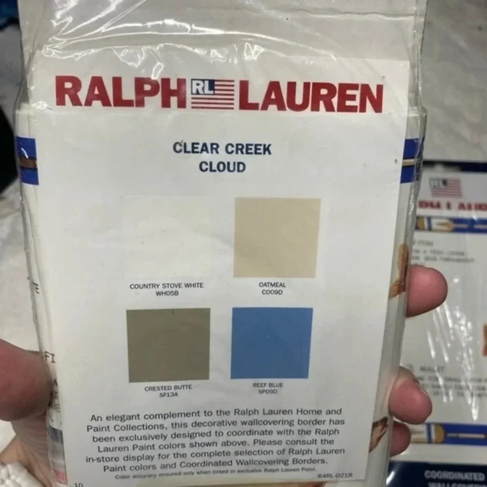 2 RALPH LAUREN Clear Creek Burlap FISHING Coordinated Decorative Border 15 Yards
